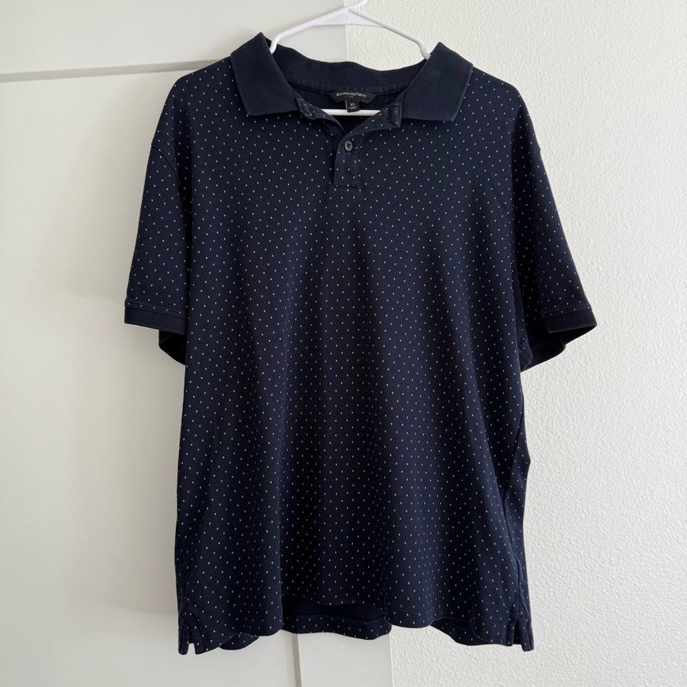 BANANA REPUBLIC Dark Blue Dotted Polo Shirt